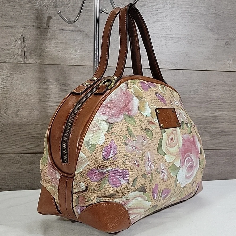 Patricia Nash Floral Leather Dome Satchel Handbag